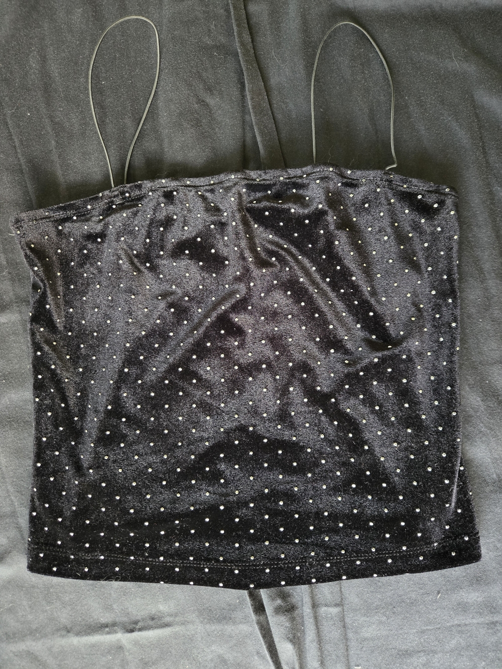 Dynamite Black Velvet Rhinestone Trim Cami
